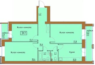 3-комн.кв., 87 м², этаж 2