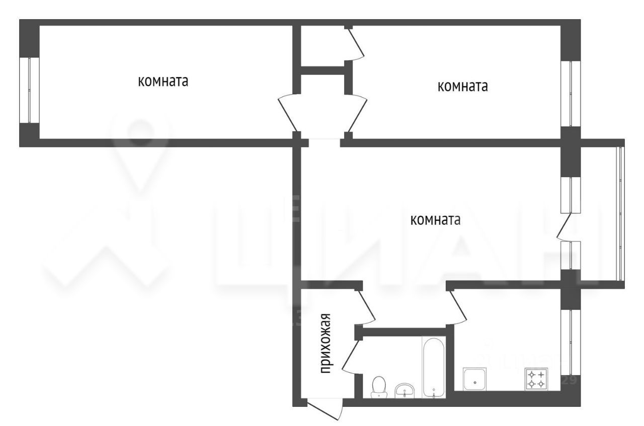 Продаю трехкомнатную квартиру 61м² просп. Мира, 16, Усть-Илимск, Иркутская  область - база ЦИАН, объявление 292119461