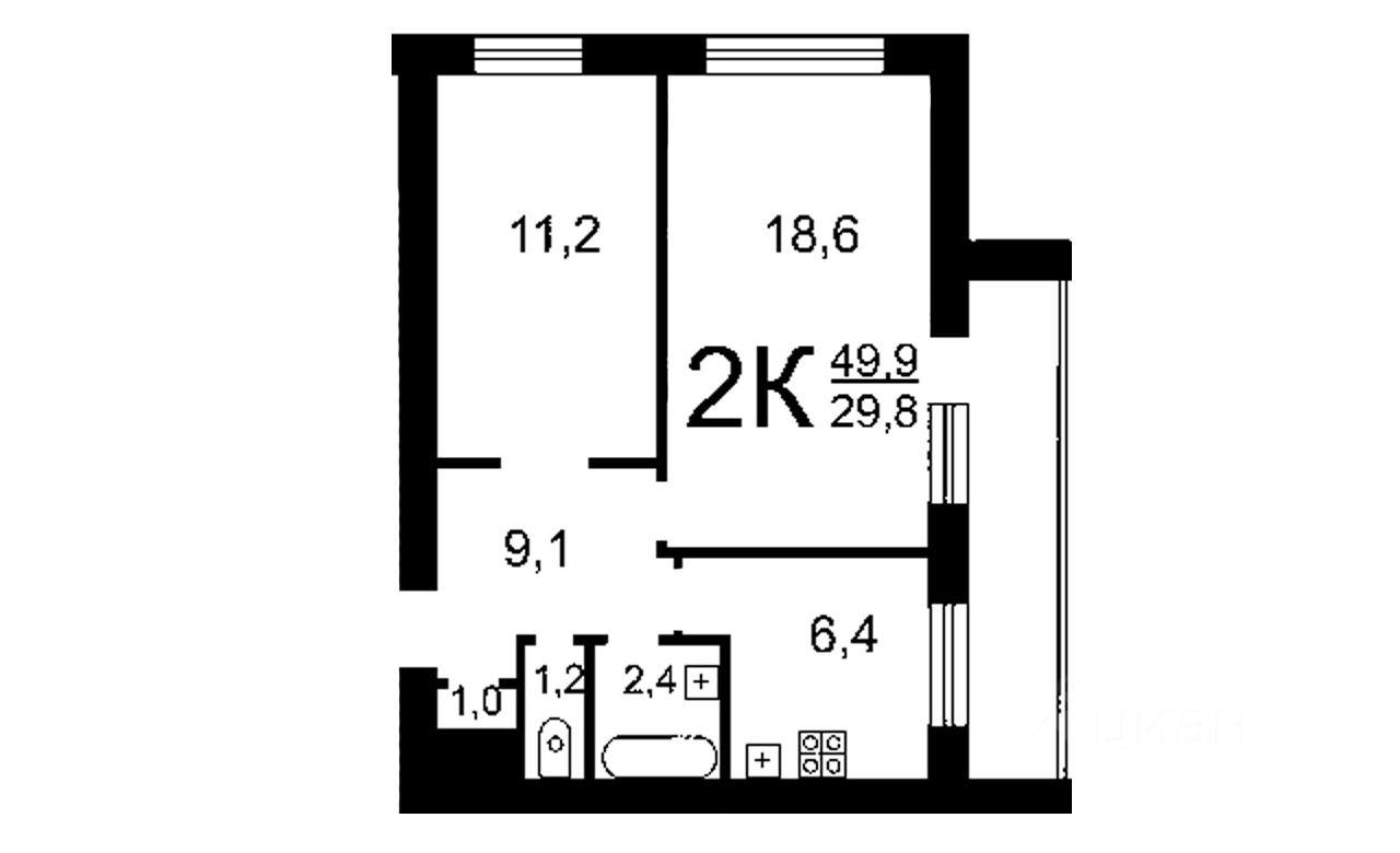 Сдам двухкомнатную квартиру 51м² ул. Гоголя, 6, Череповец, Вологодская  область - база ЦИАН, объявление 292163597