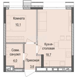 1-комн.кв., 36 м², этаж 3
