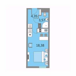 апарт.-студия, 26 м², этаж 9