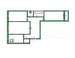 3-комн.кв., 63 м², этаж 1