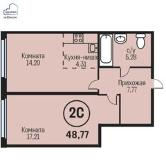 2-комн.кв., 49 м², этаж 18