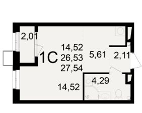 1-комн.кв., 27 м², этаж 9