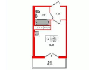 студия, 24 м², этаж 5