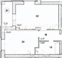 2-комн.кв., 49 м², этаж 6