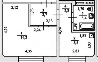 1-комн.кв., 29 м², этаж 1