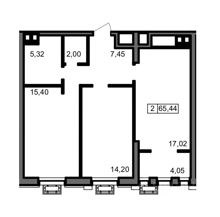 Продается2-комн.квартира,65,44м²