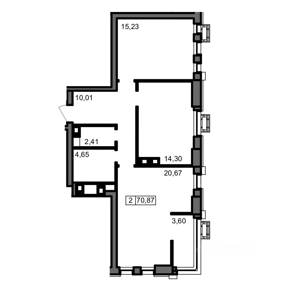 Продается2-комн.квартира,70,87м²