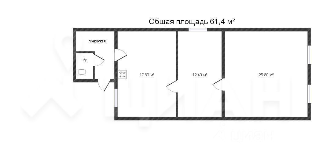 Планировка этой квартиры по данным Циан
