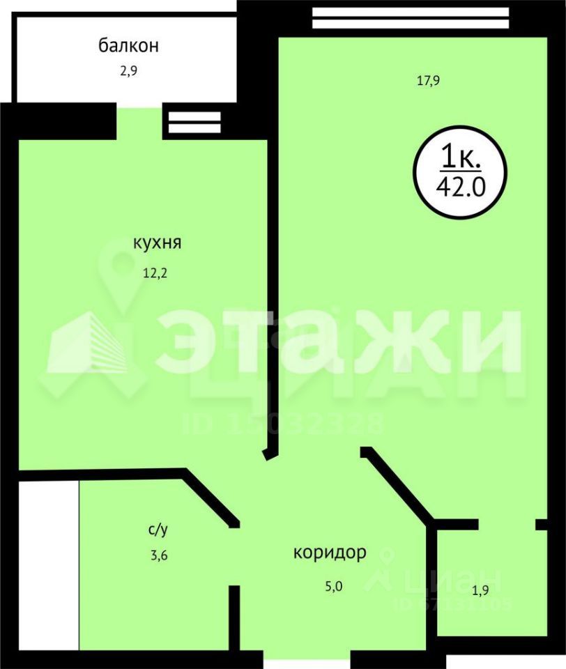 Планировка этой квартиры по данным Циан