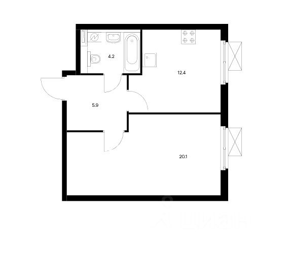 Планировка этой квартиры по данным Циан