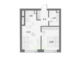 1-комн.кв., 39 м², этаж 37