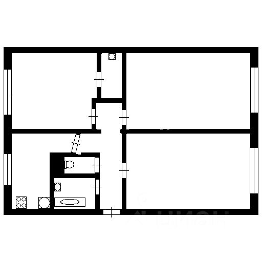 Продажа трехкомнатной квартиры 61м² просп. Большевиков, 77К2, Санкт ...