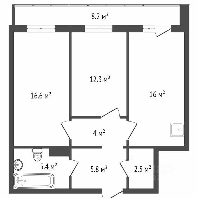 Планировка этой квартиры по данным Циан