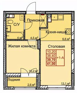 1-комн.кв., 40 м², этаж 9