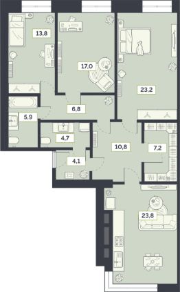 3-комн.кв., 117 м², этаж 8