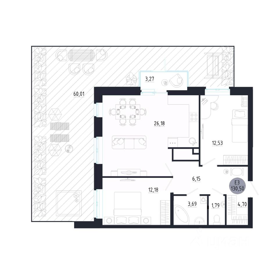 Продается2-комн.квартира,130,5м²