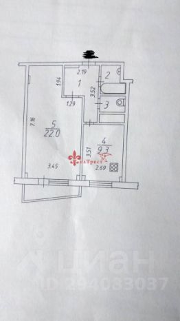 1-комн.кв., 41 м², этаж 4