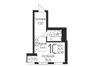 студия, 27 м², этаж 21