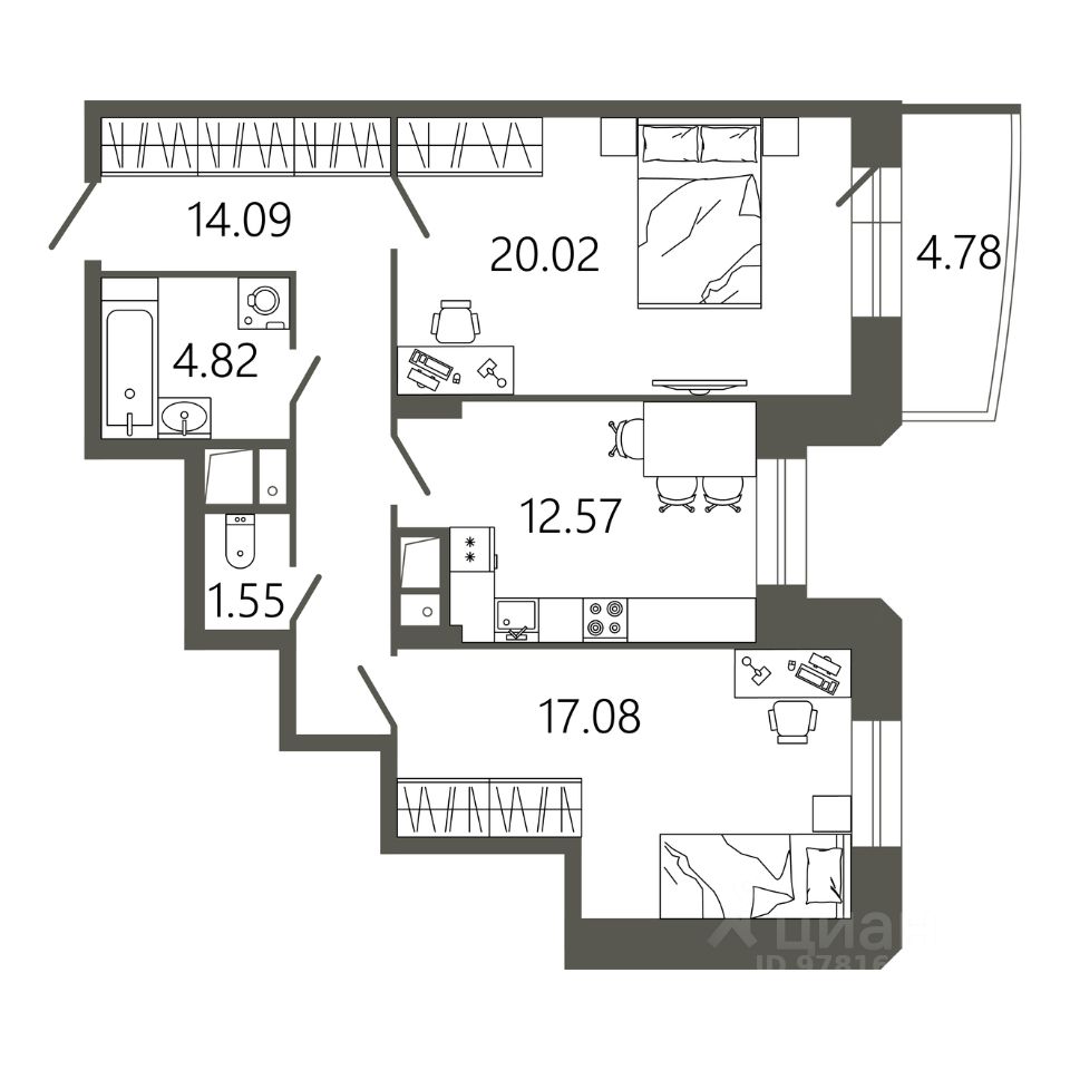 Продажа двухкомнатной квартиры 71,6м² ул. Советская, 18к2, Подольск,  Московская область, Подольск городской округ, Климовск микрорайон, м.  Подольск - база ЦИАН, объявление 294155836