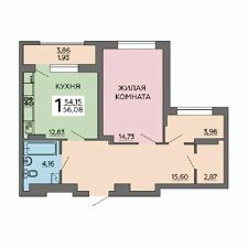 1-комн.кв., 56 м², этаж 10