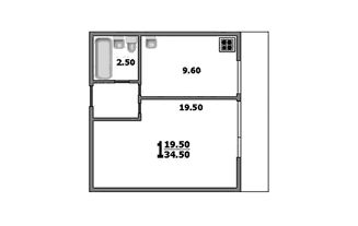1-комн.кв., 34 м², этаж 15