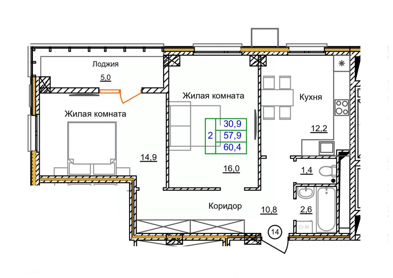 Купить 2-комнатную квартиру на 4 этаже в Старом Осколе. Найдено 117  объявлений.