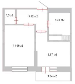 1-комн.кв., 33 м², этаж 14