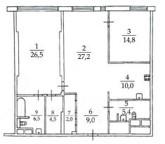 3-комн.кв., 110 м², этаж 8