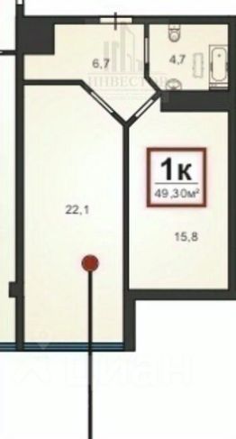 1-комн.кв., 49 м², этаж 8