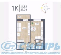 1-комн.кв., 39 м², этаж 16