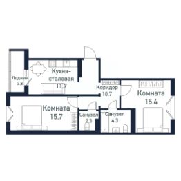 2-комн.кв., 60 м², этаж 1