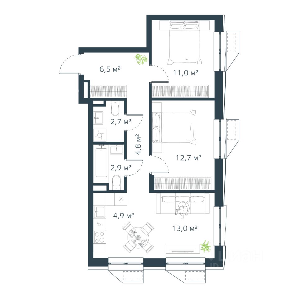 Купить трехкомнатную квартиру 58,6м² Владивосток, Приморский край, Дом на  Востоке жилой комплекс - база ЦИАН, объявление 294538713