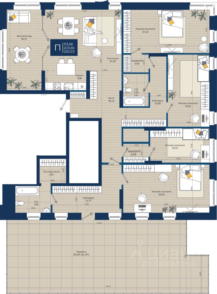 Продается4-комн.квартира,230,53м²