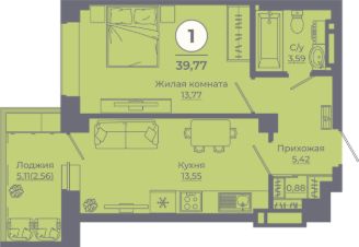 1-комн.кв., 40 м², этаж 12
