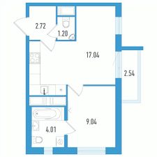 1-комн.кв., 35 м², этаж 16