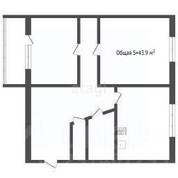 2-комн.кв., 44 м², этаж 3