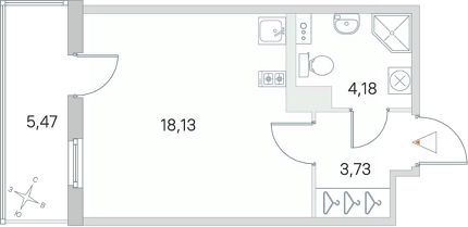 студия, 28 м², этаж 4