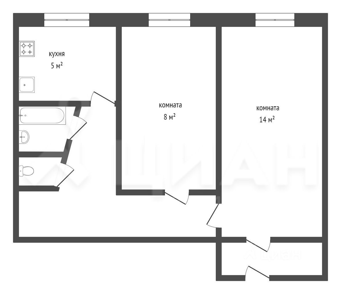 Продажа трехкомнатной квартиры 61м² ул. Приборостроителей, 22, Челябинск,  Челябинская область - база ЦИАН, объявление 294643738