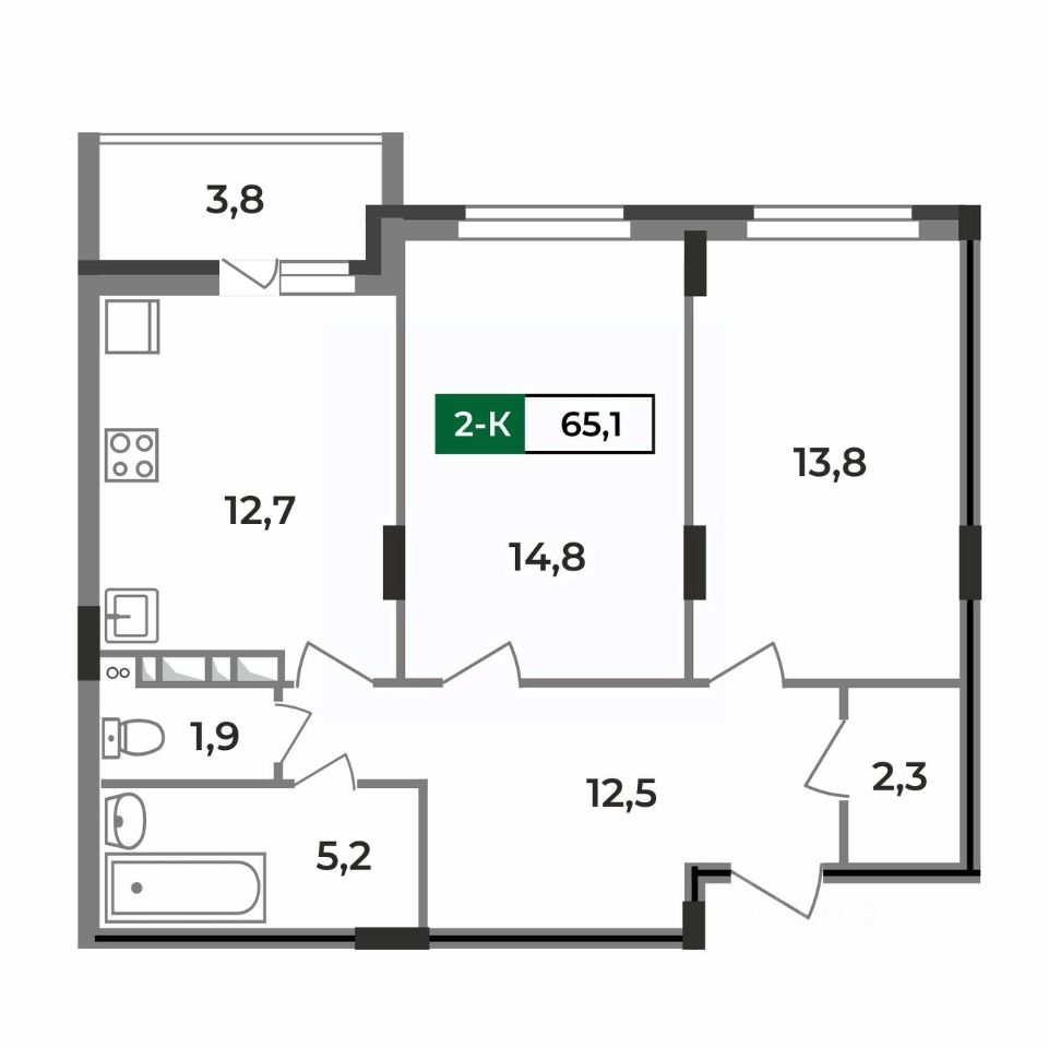 Продажа двухкомнатной квартиры 65,1м² ул. Зои Космодемьянской, 28/1,  Ковров, Владимирская область, Ковровский район - база ЦИАН, объявление  294659806