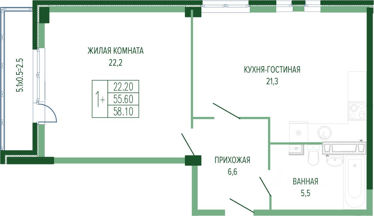 Купить 1-комнатную квартиру 60 кв.м. в Краснодаре, продажа 1-комнатных  квартир 60 м2. Найдено 41 объявление.