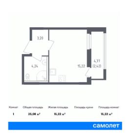 студия, 25 м², этаж 12