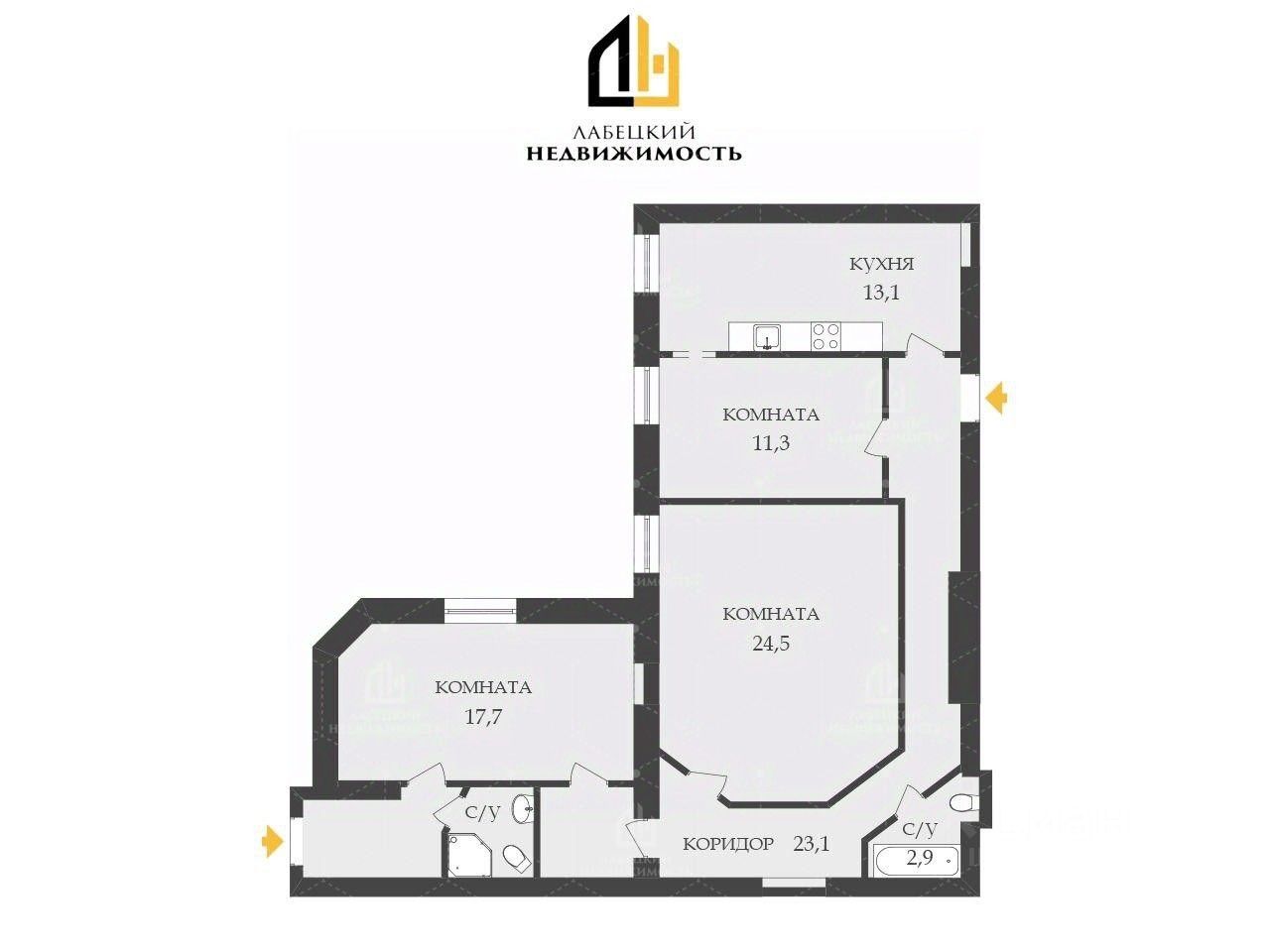 Продаю трехкомнатную квартиру 93,8м² Люблинский пер., 4, Санкт-Петербург,  м. Балтийская - база ЦИАН, объявление 290056352