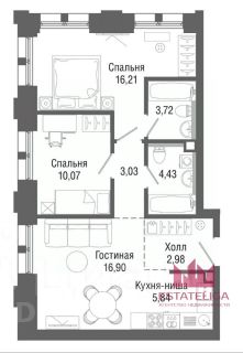 2-комн.кв., 63 м², этаж 7