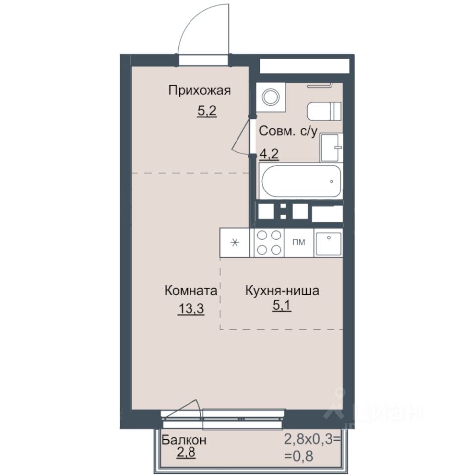 ПродаетсяСтудия,28,6м²