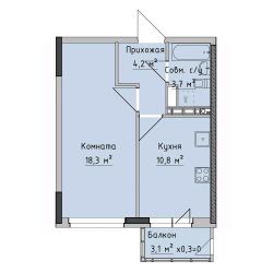 1-комн.кв., 38 м², этаж 15