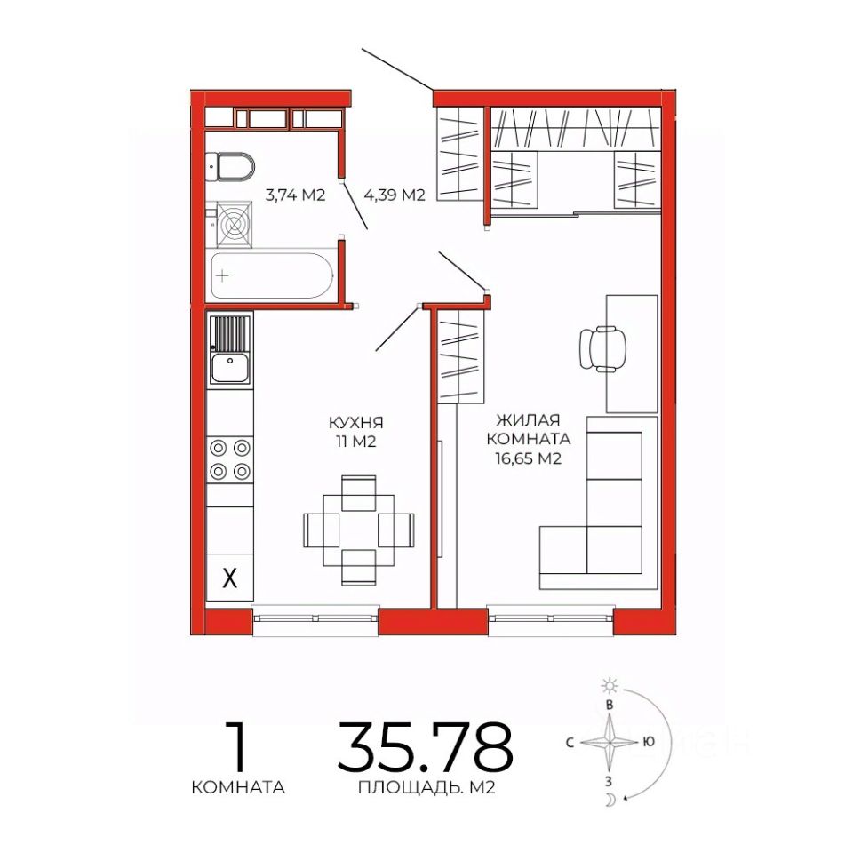 Купить однокомнатную квартиру 35,8м² Пенза, Пензенская область, Лугометрия  жилой комплекс - база ЦИАН, объявление 294801255