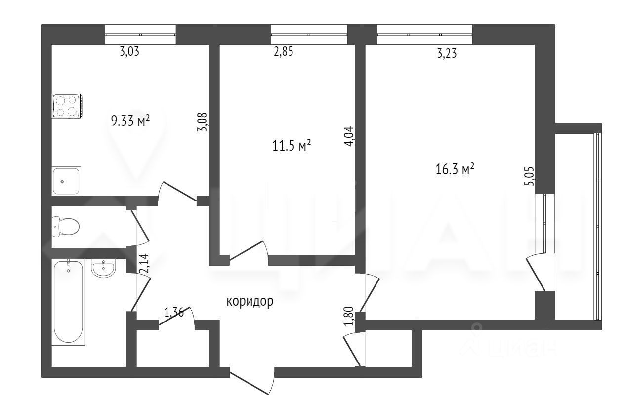 Продажа двухкомнатной квартиры 52м² 45, Шарыпово, Красноярский край, 6-й  микрорайон - база ЦИАН, объявление 294802342