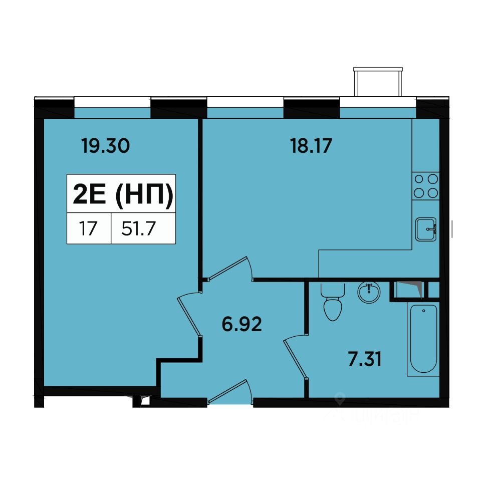 Купить двухкомнатные апартаменты 48,6м² Березовая аллея, 19к4, Москва, м.  Ботанический сад - база ЦИАН, объявление 294904335